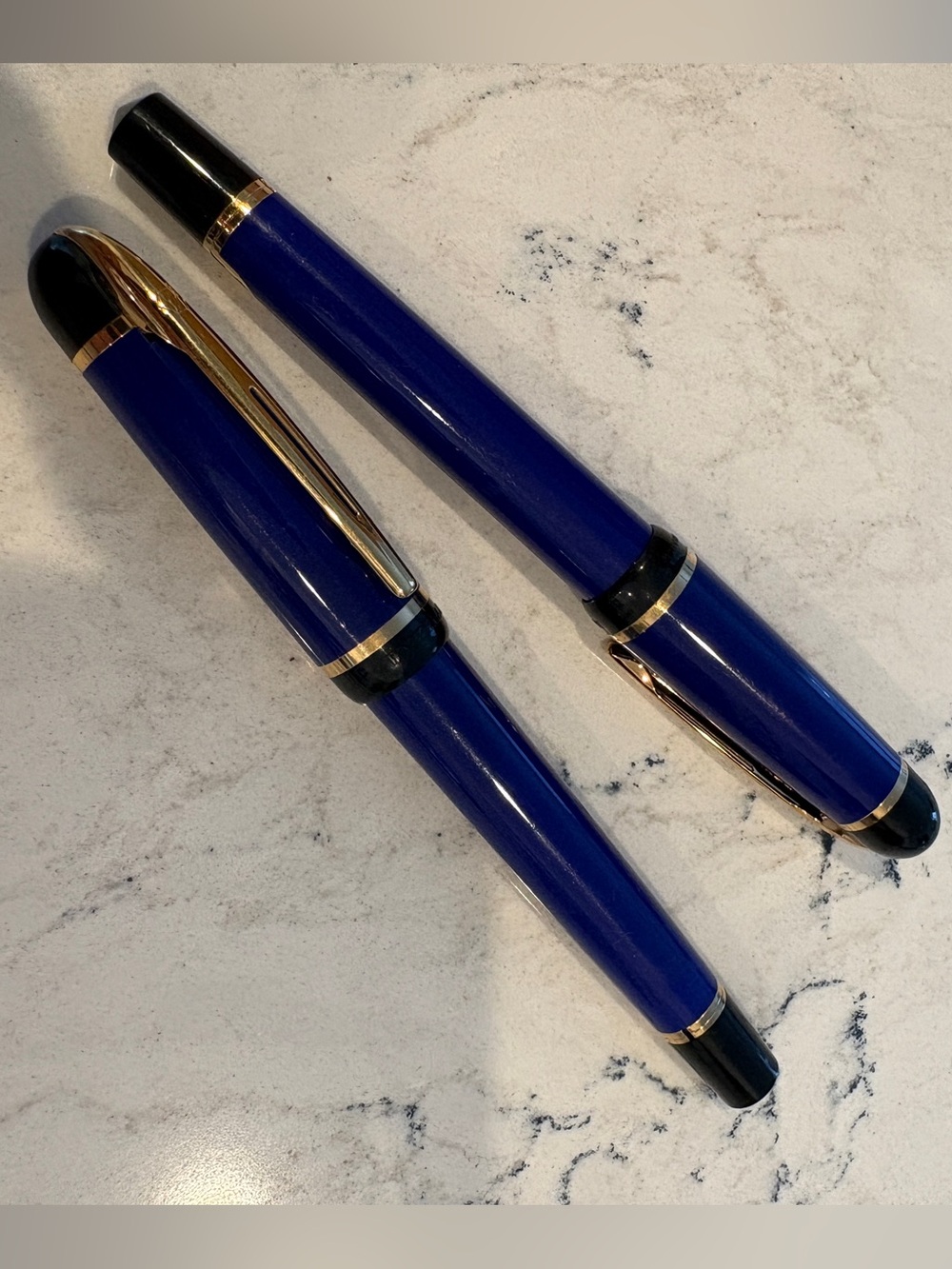 Vintage 1990s Waterman Phileas Blue Fountain Pen & Ballpoint Pen Set